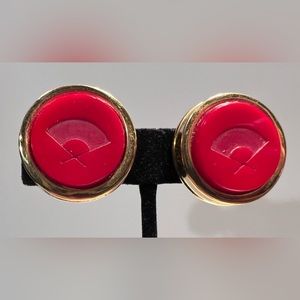 Karl Lagerfeld Red Logo clip earrings